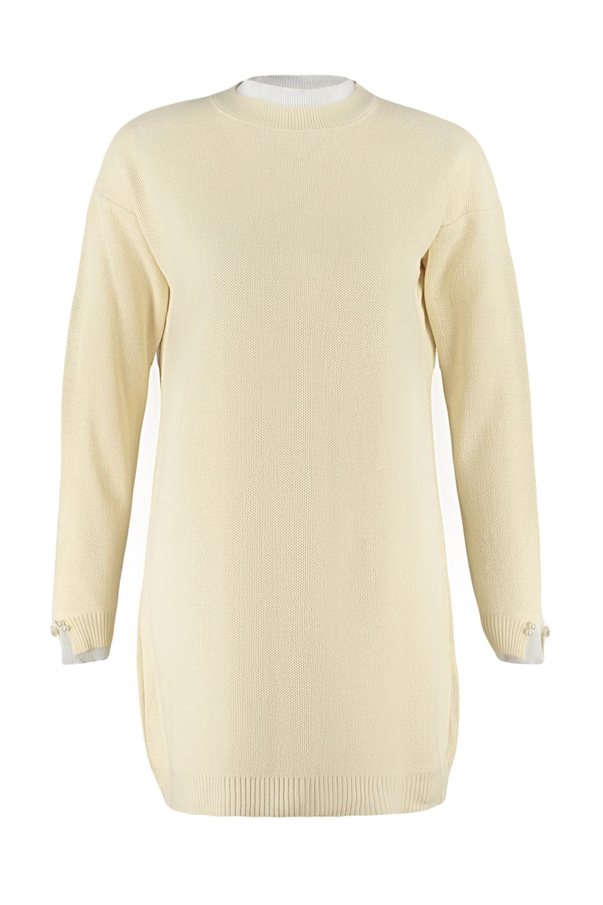 Trendyol Modest  Strickpullover mit Perlendetails und Steinärmeln TCTAW23AK00027