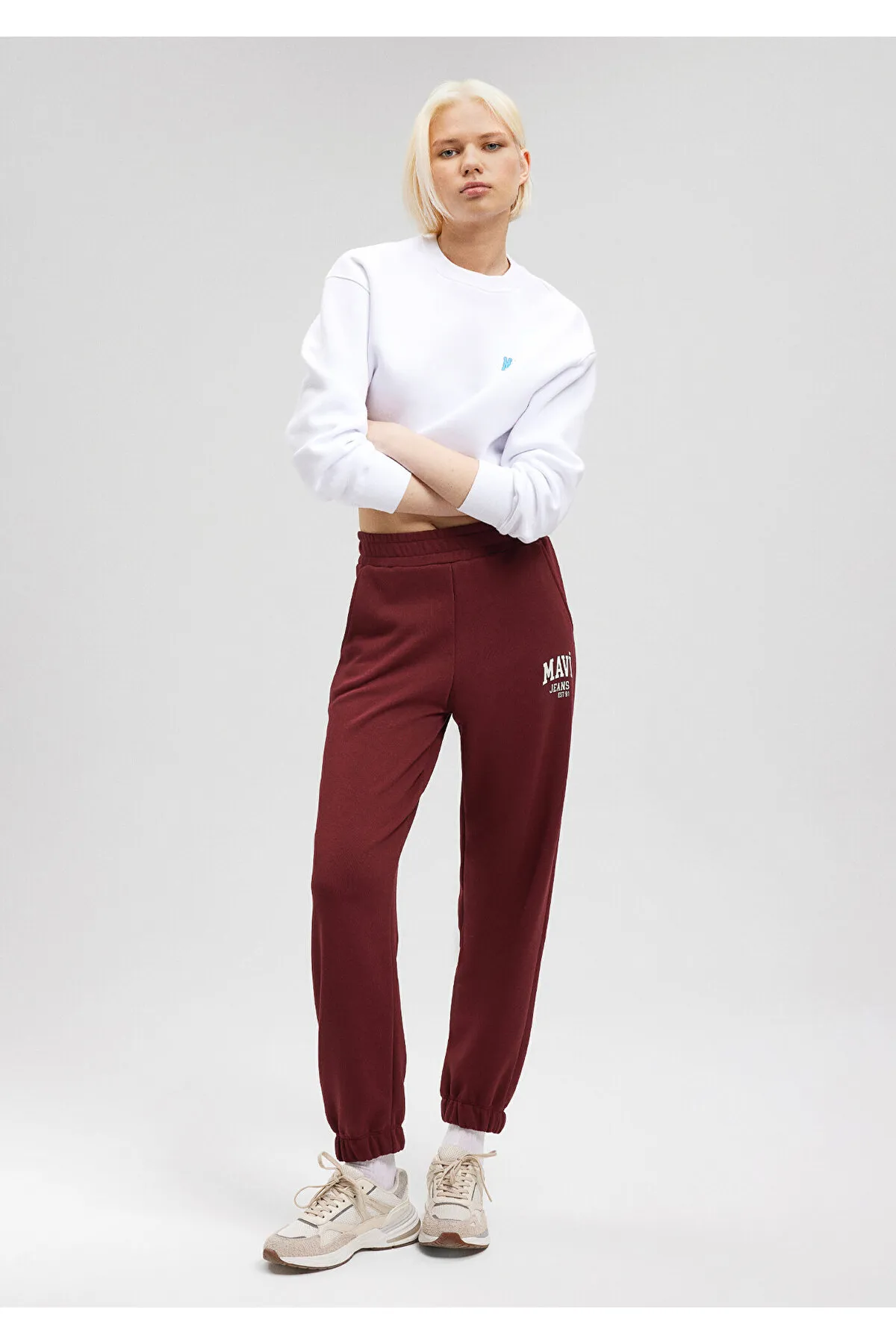 Mavi  Bordeauxrote Jogginghose mit Logo-Print 1010466-85493