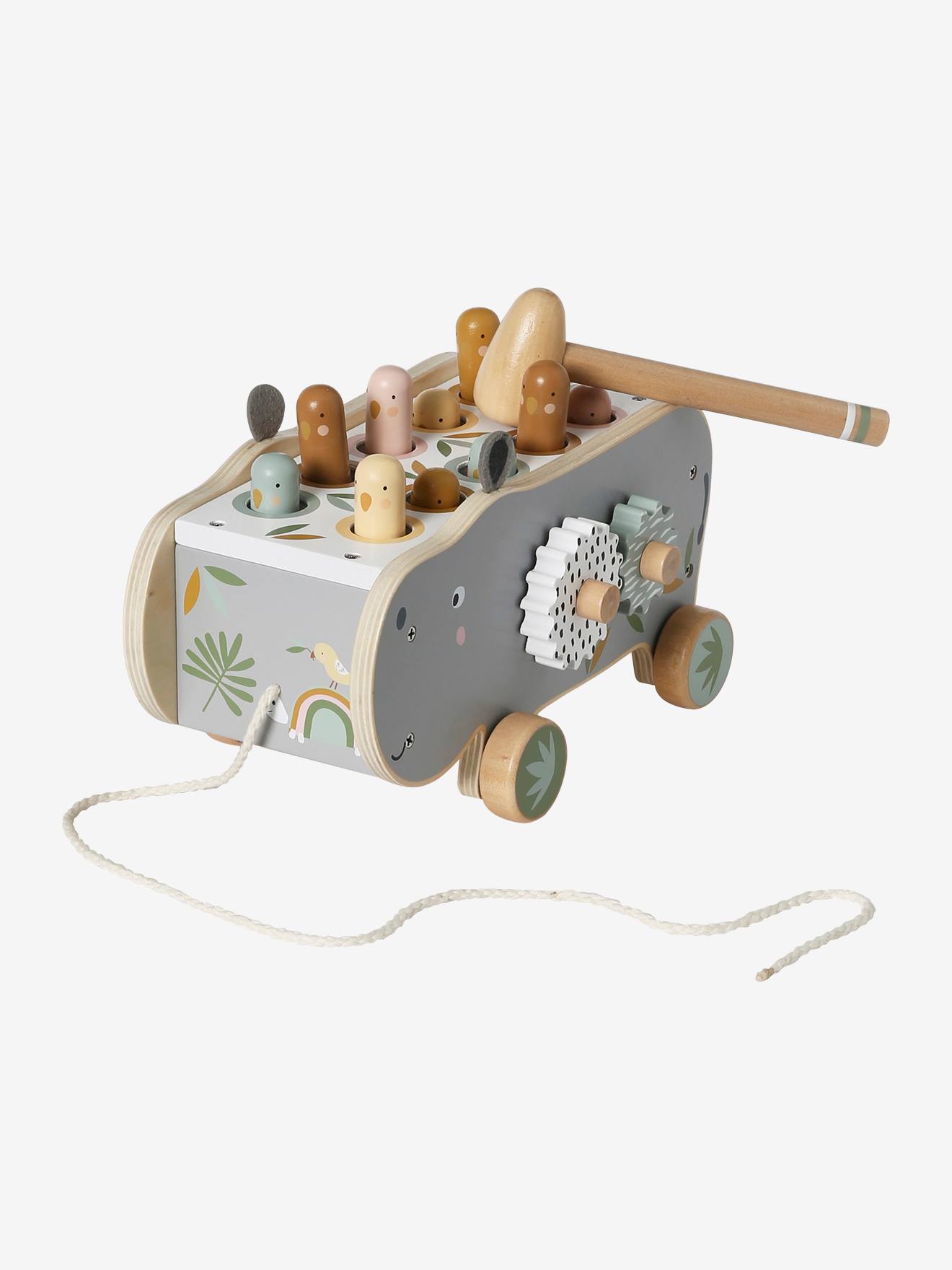Hippopotame à tirer en bois FSC® gris
