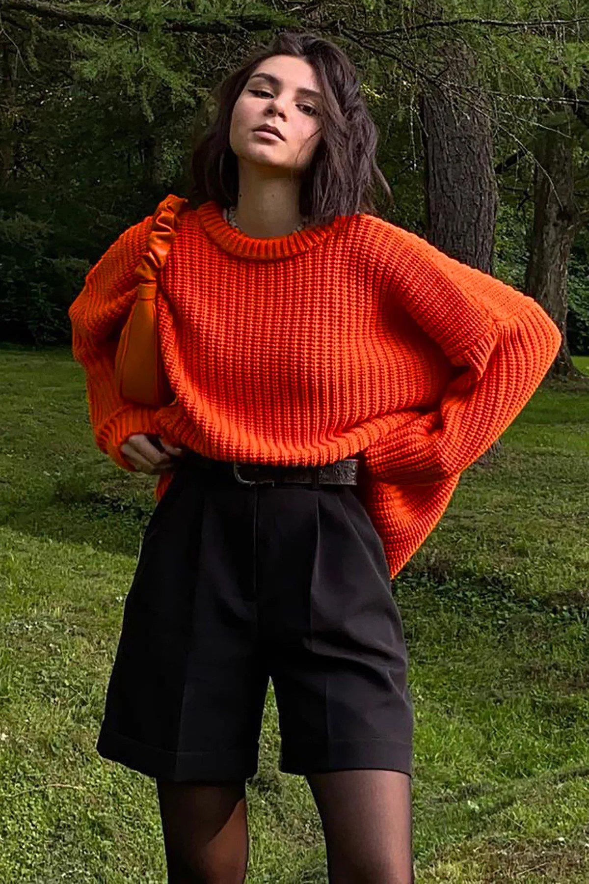 Madmext  Orangefarbener Basic-Pullover mit Fahrradkragen MG1264