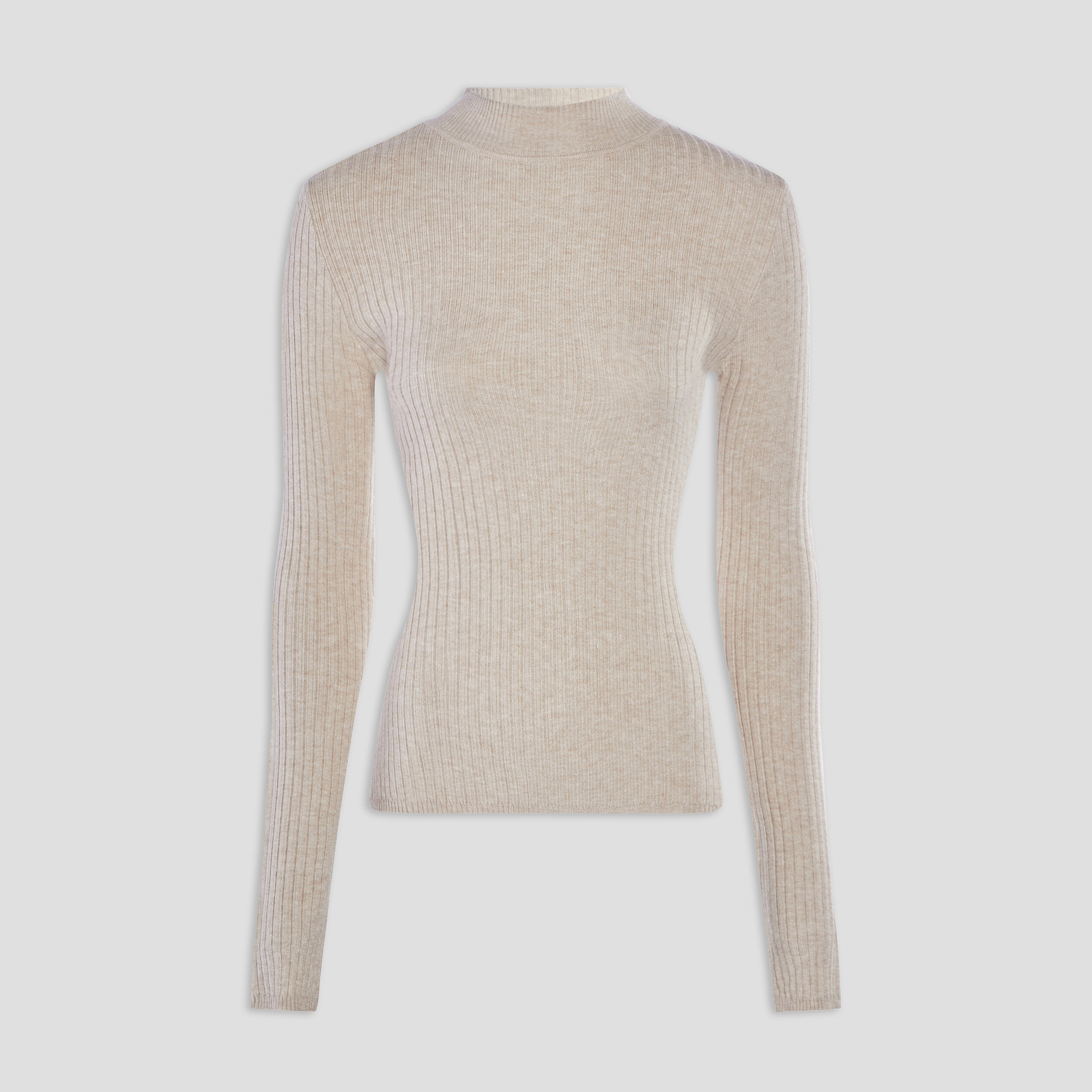 Pull côtelé col montant beige femme | La Halle