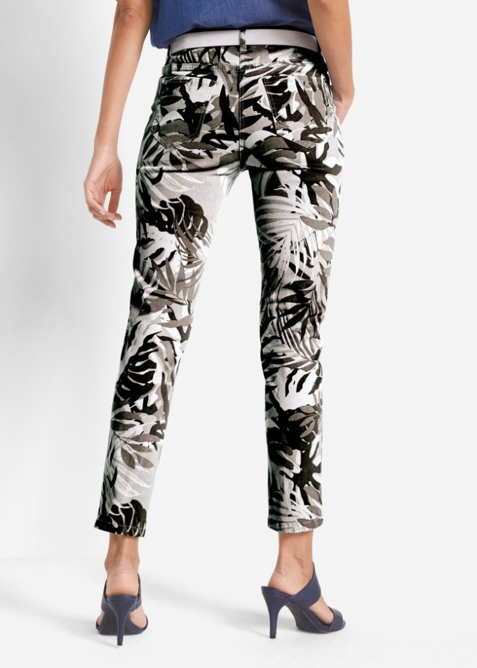 Stretch-Hose knöchellang mit floralem Druck