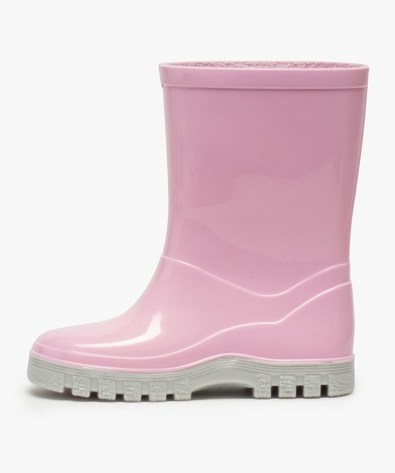 Bottes de pluie fille unies à semelle crantée contrastante rose | GEMO