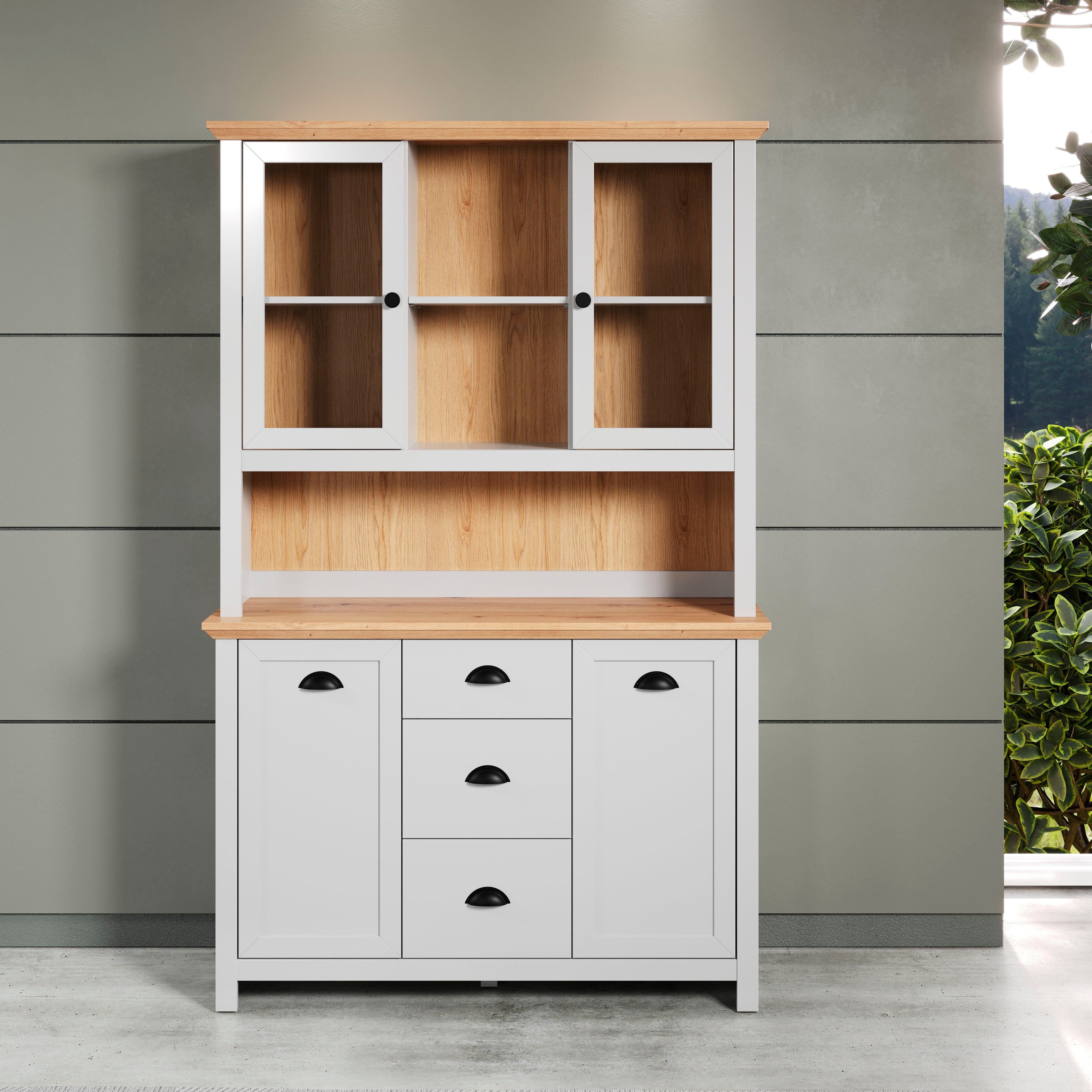 Home affaire Buffet Herzwill Artisan Eiche NB und hellgrau, matt, im Landhaus-Look