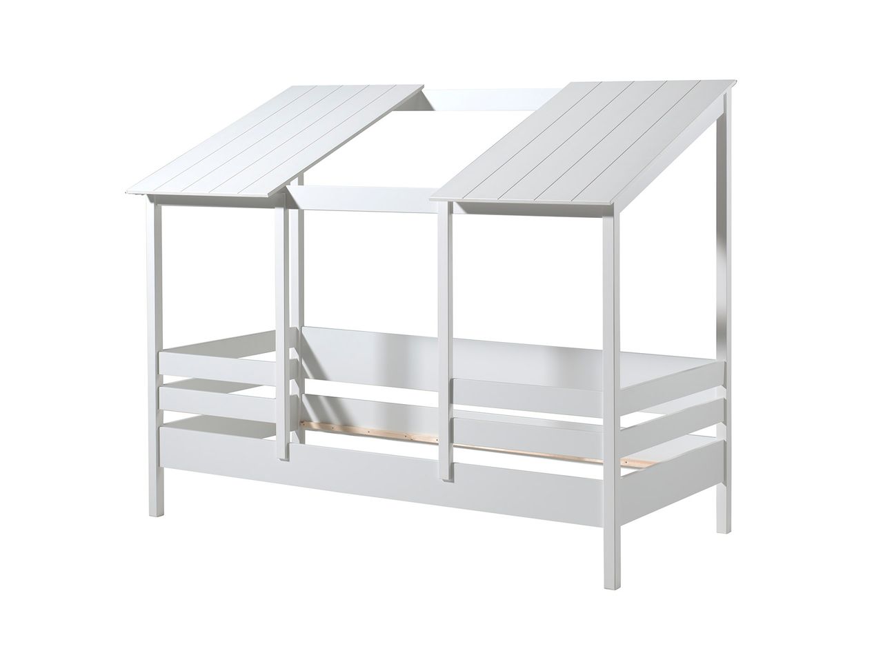 VIPACK Hausbett mit 90 x 200 cm Liegefläche, offenes Dach in Weiß