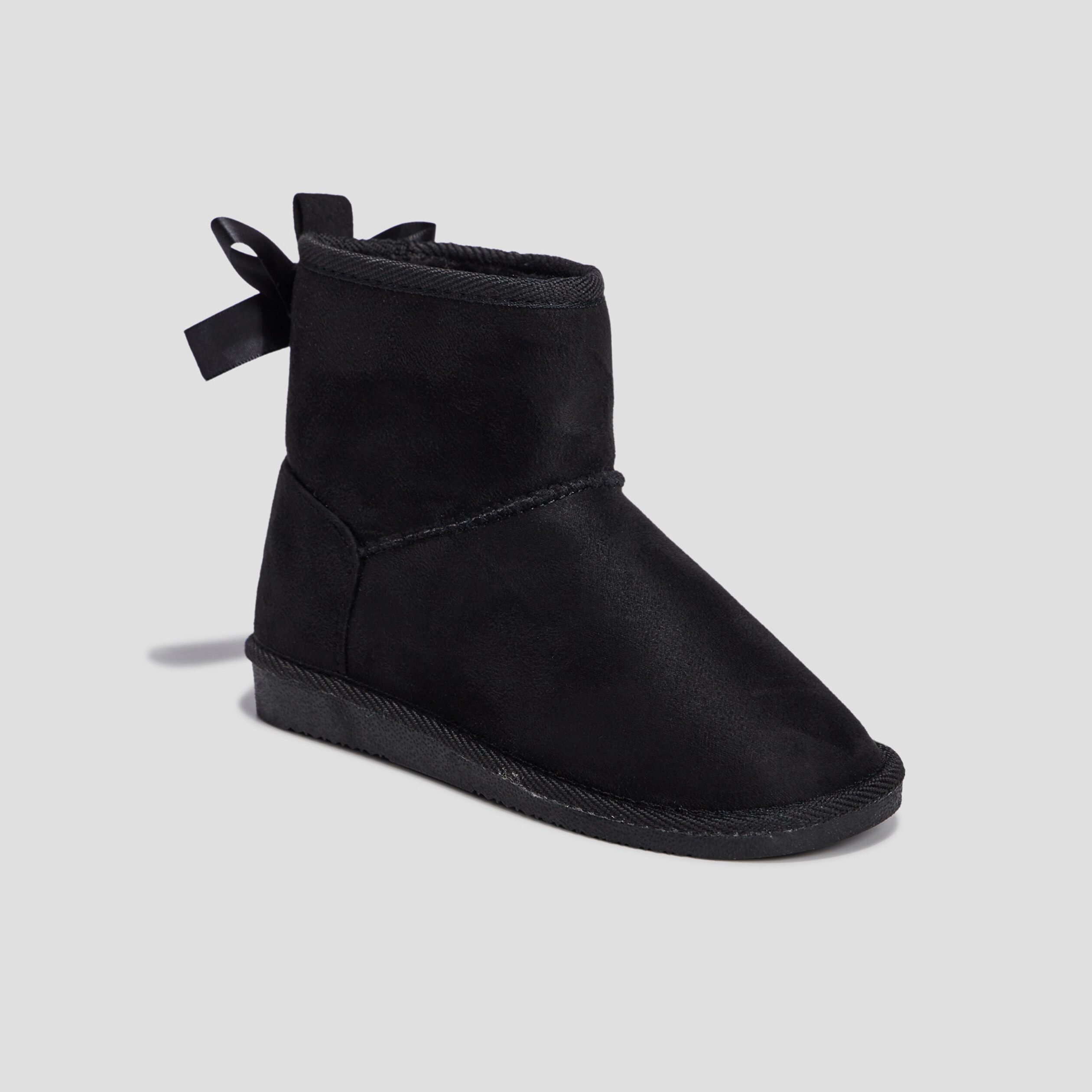 Bottines fourrées avec noeud noir fille | La Halle