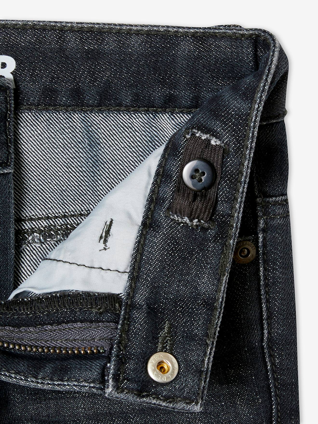 Jean droit indestructible garçon avec découpes genoux denim gris