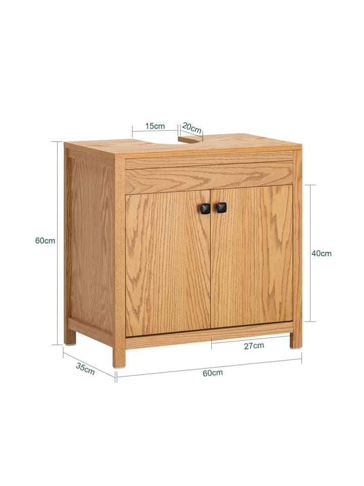SoBuy Waschbeckenunterschrank in Natur - (B)60 x (H)60 x (T)35cm günstig kaufen onesize