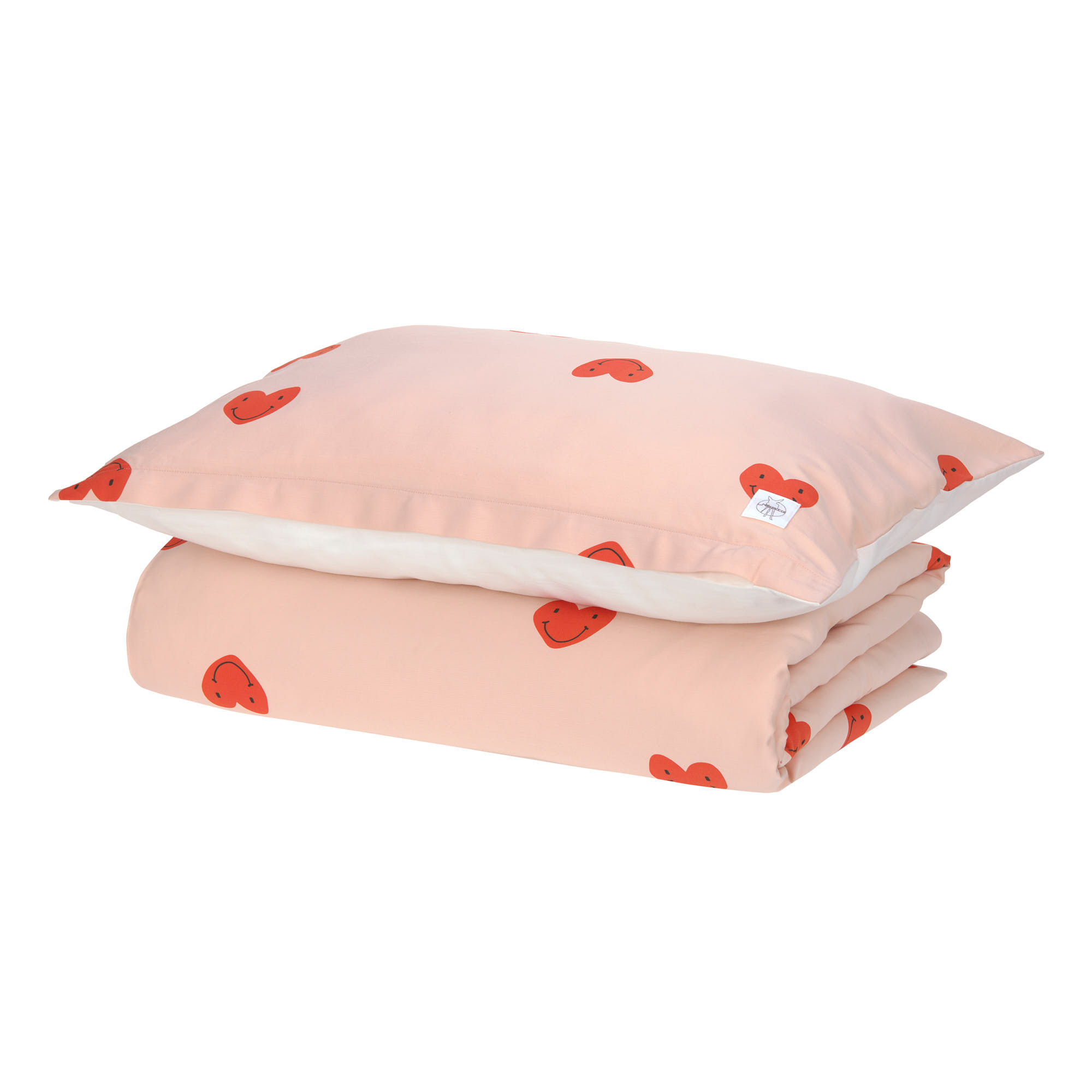 Bettwäsche Set Kinder - Bio Baumwolle, Herzen, Rosa Milky