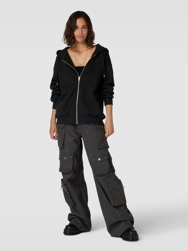Oversized Sweatjacke mit Kapuze in schwarz