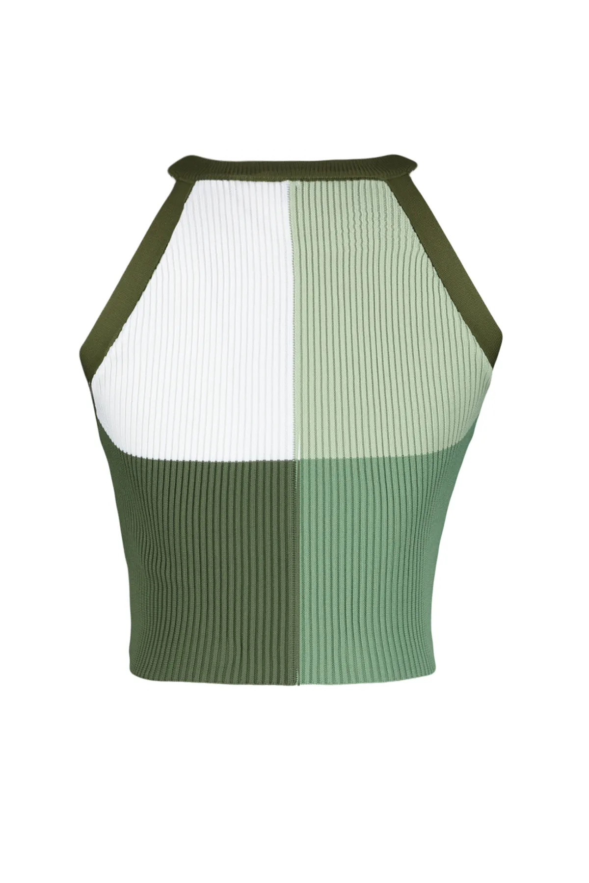Trendyol Collection  Khakifarbene, kurze Strickbluse mit Farbblockdesign TWOSS22BZ0402