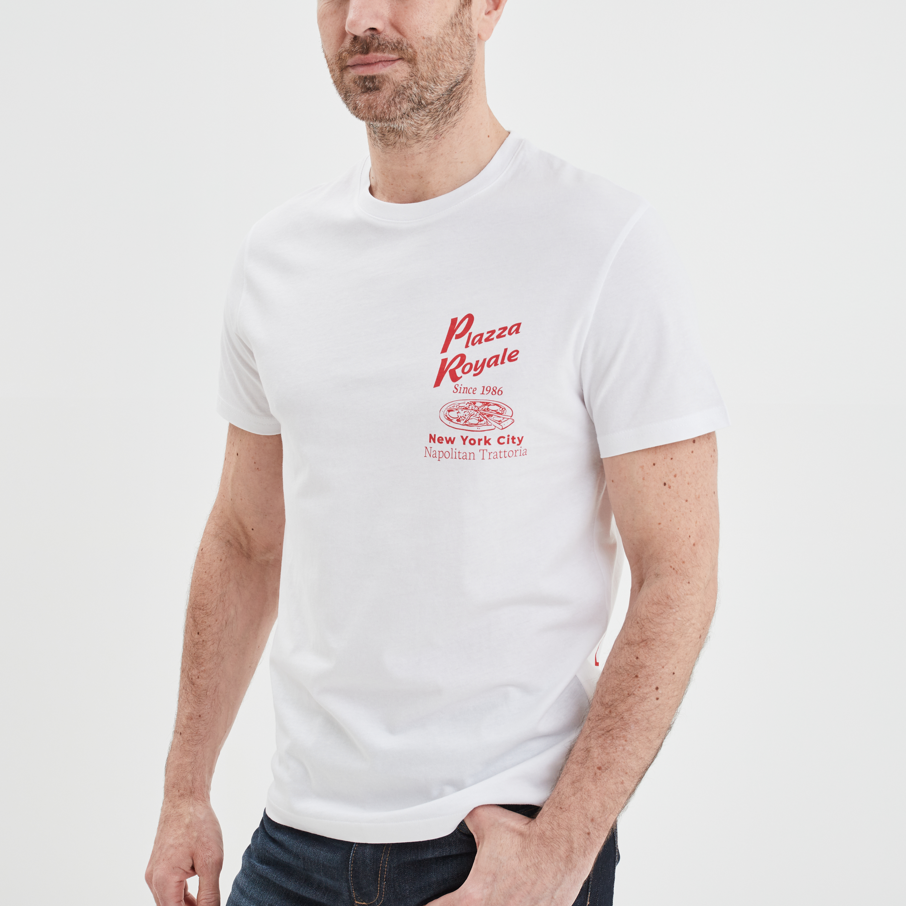 T-shirt droit manches courtes coton blanc homme | La Halle