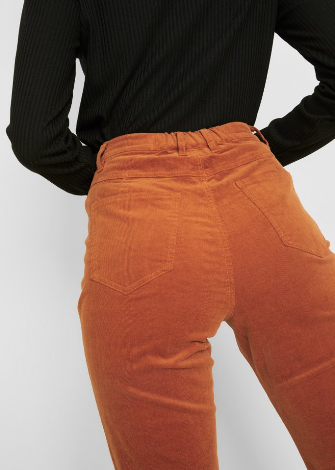 Stretch-Cord-Schlaghose mit High-Waist-Bequembund