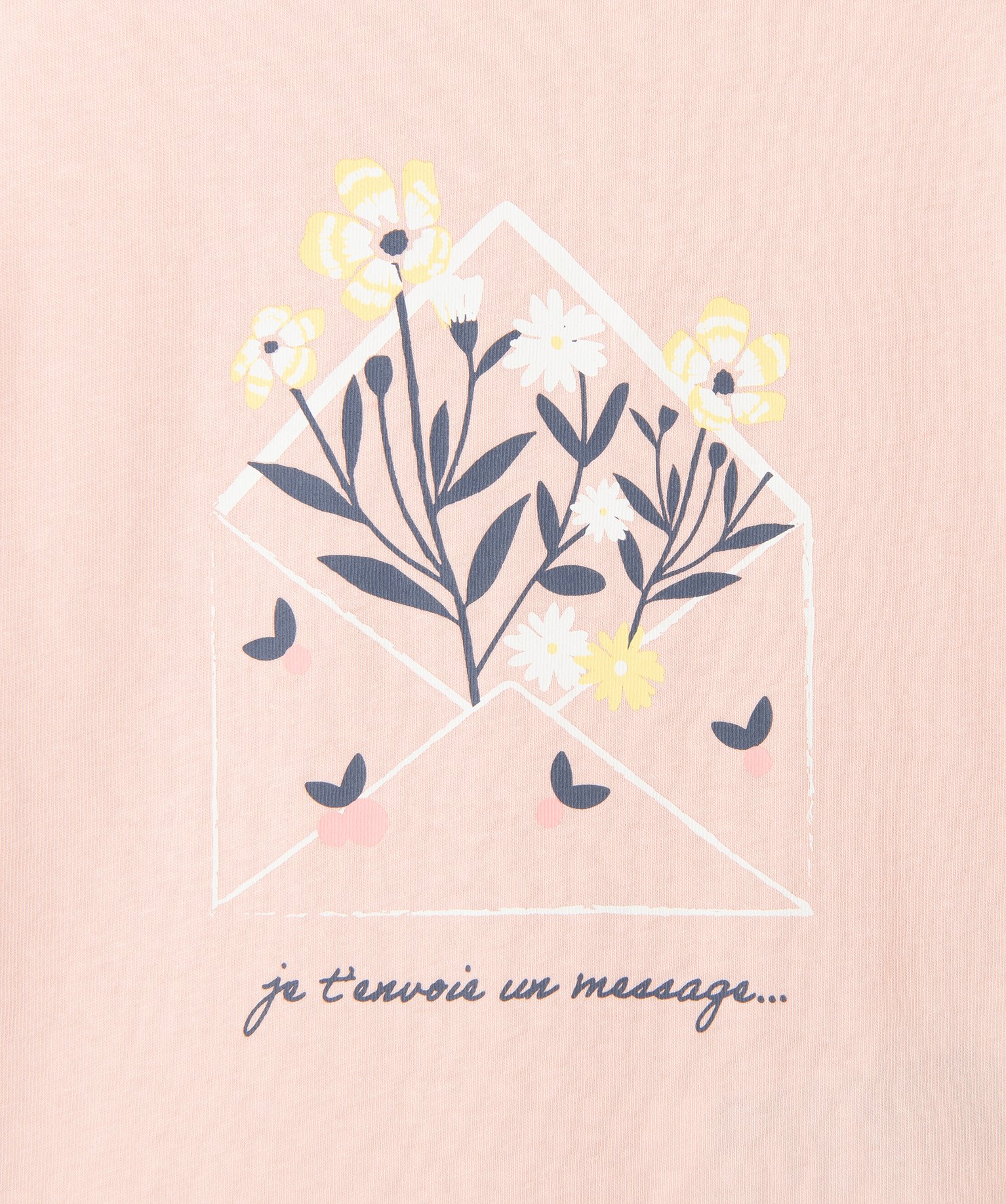 Tee-shirt fille loose à imprimé fleuri et message rose | GEMO