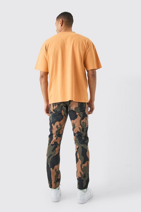 Slim-Fit Camouflage Jeans mit Reißverschluss