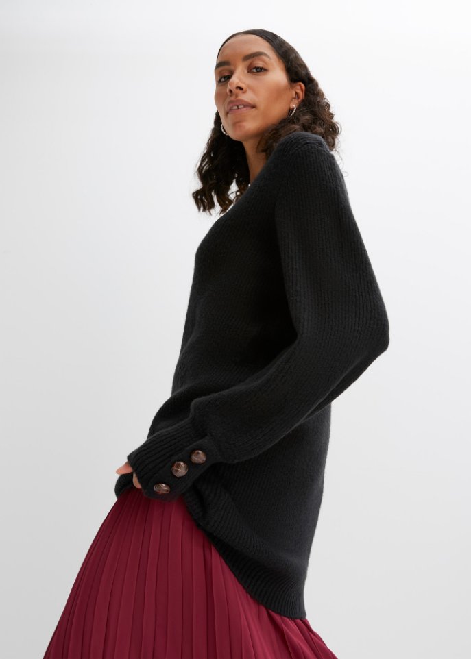 Longpullover mit Knöpfen