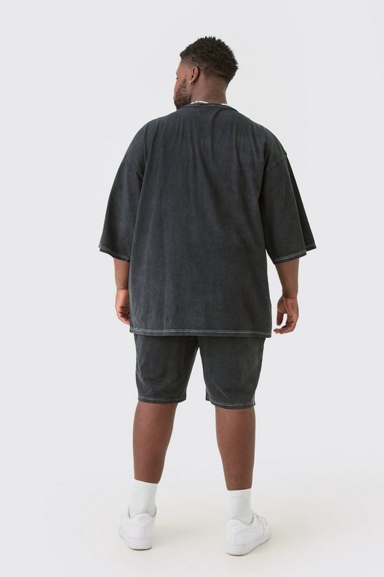 Plus Fußball T-Shirt & Shorts mit Kontrast-Naht