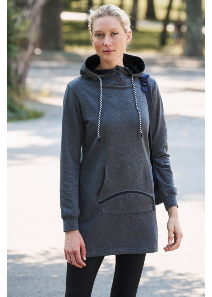 Extra langes Sweatshirt mit Tasche