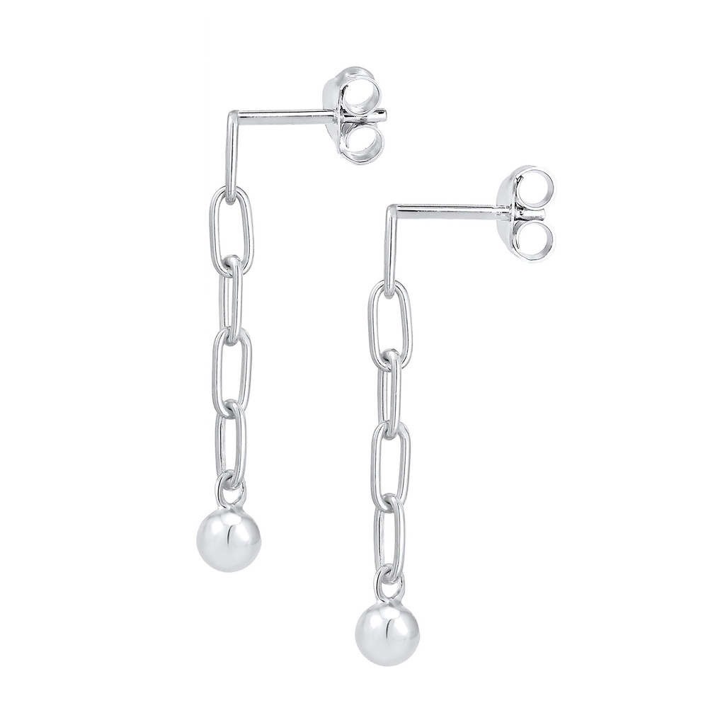 Elli Elli Boucles d'Oreilles Chaîne Sphère Géo Boucles d'Oreille Femme - (925/1000) Ar Boucles d'oreilles