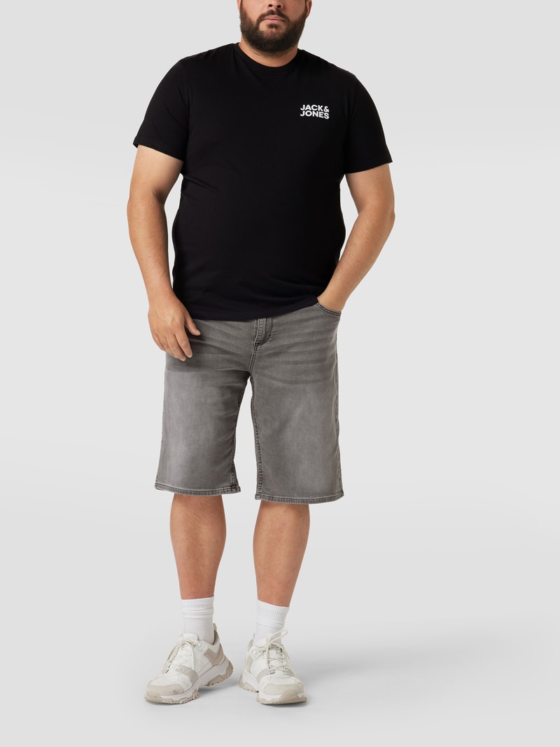 PLUS SIZE Straight Fit Jeansshorts im Used-Look in hellgrau