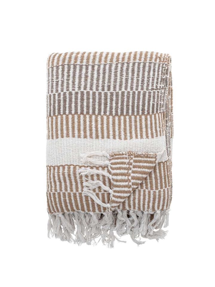 Bloomingville Decke ISNEL Natur Braun Gestreift 160x130 cm günstig kaufen onesize