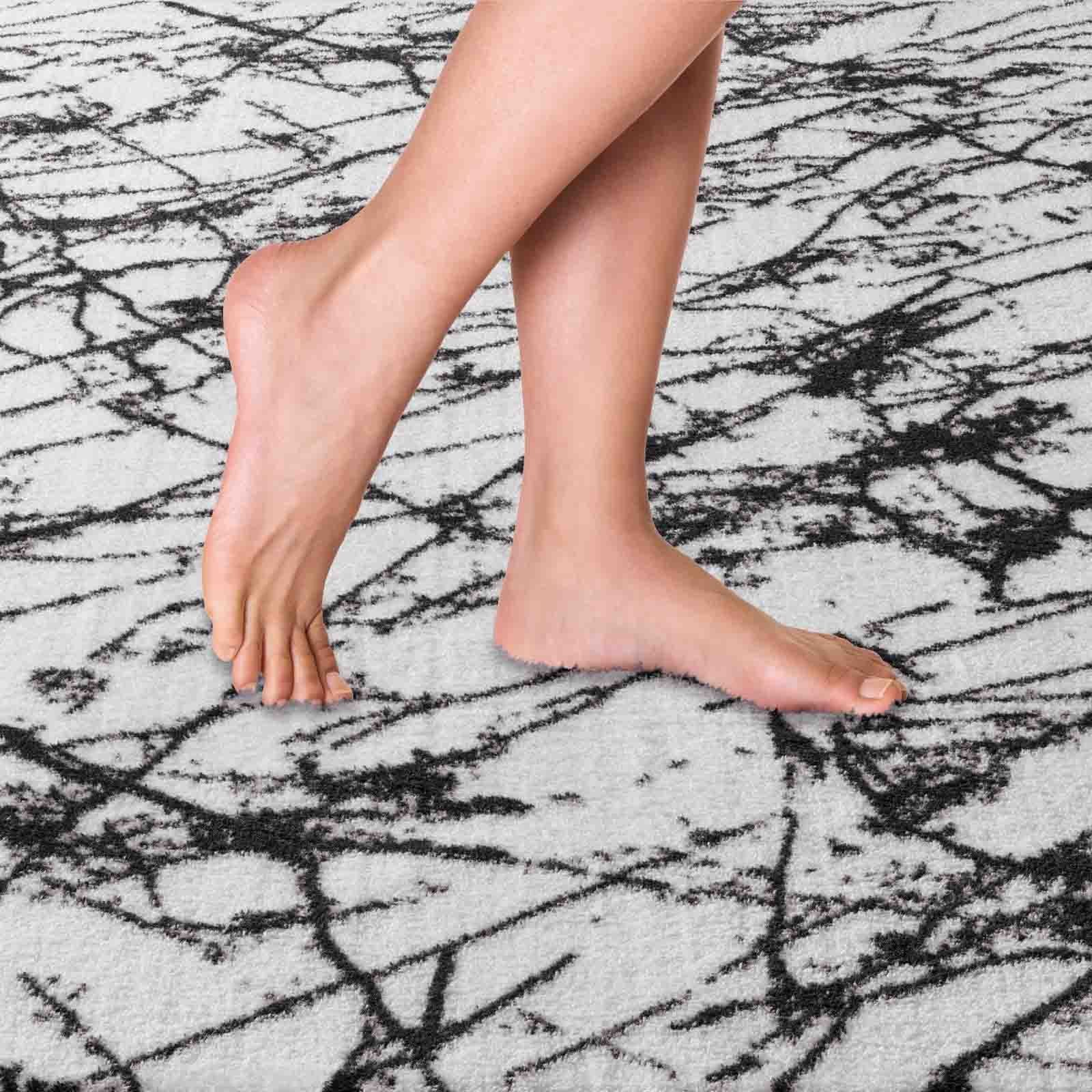 Teppich Supersoft Kurzflorteppich Valetta Marmor, TaraCarpet, rechteckig, Höhe: 19 mm, modern marmoriert waschbar Wohnzimmer Schlafzimmer Badezimmer 050x080