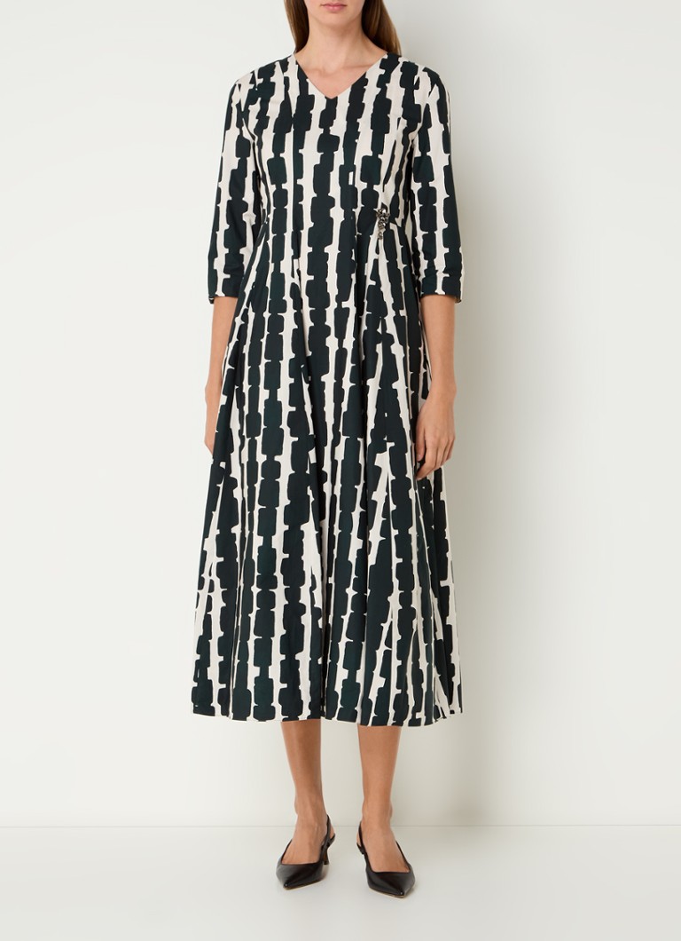 MaxMara Evelin midi dress with print and rhinestone decoration