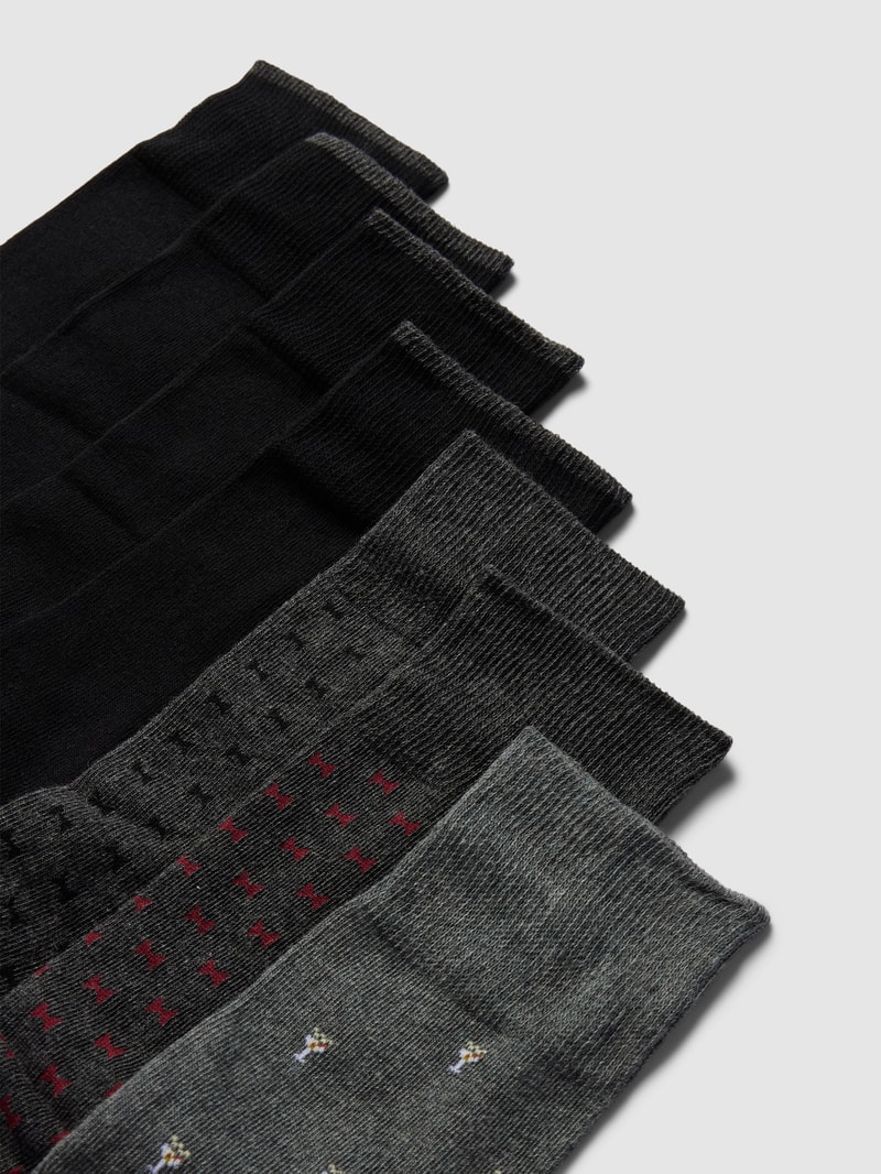 Socken mit elastischem Rippenbündchen im 7er-Pack in anthrazit meliert