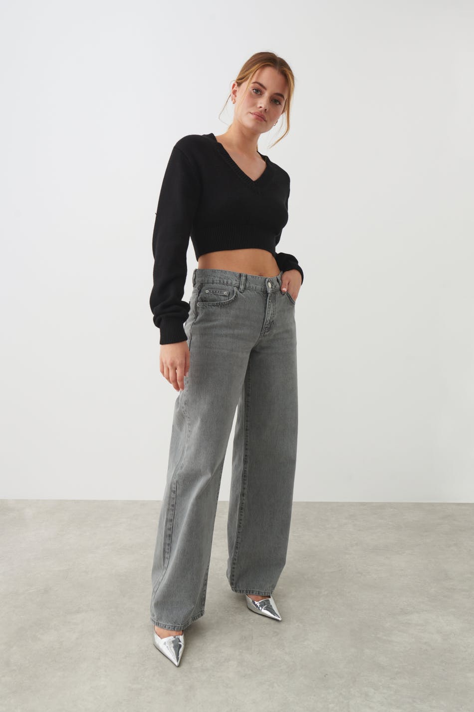 V-neck knitted sweater