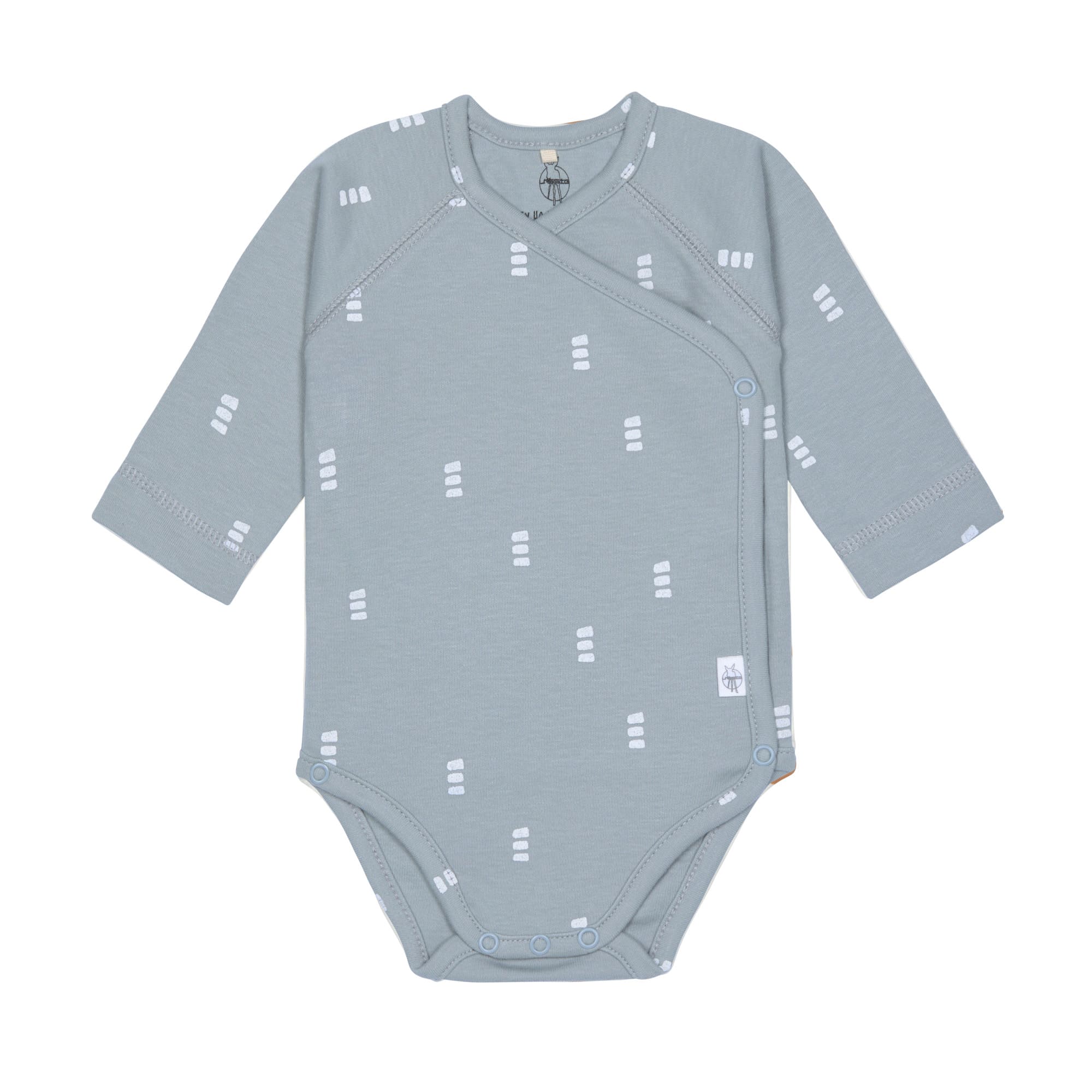 Baby Wickelbody langarm - Bio Baumwolle, Blocks, Hellblau