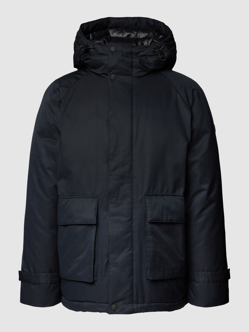 Parka mit Label-Applikation in marineblau