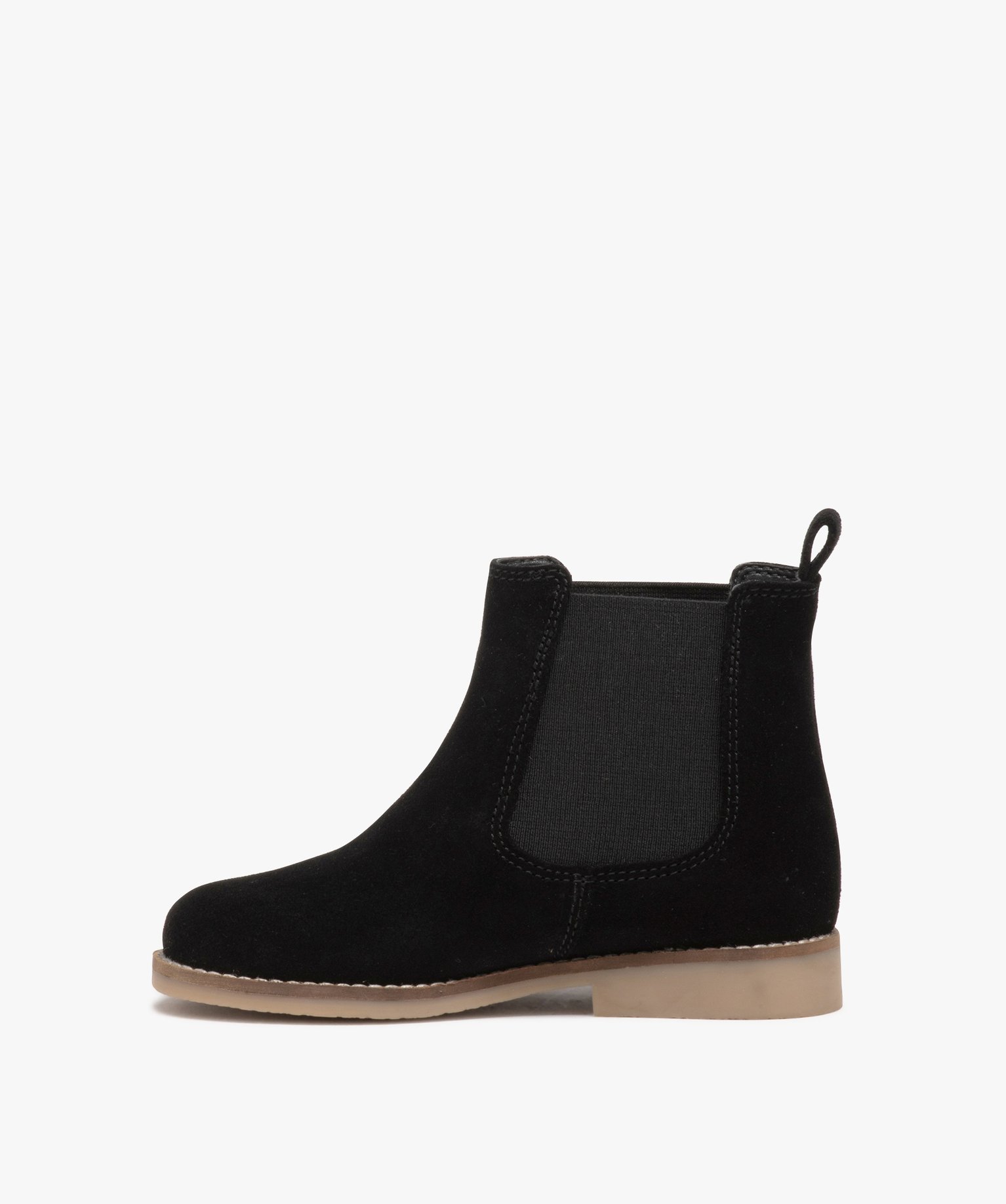 Boots fille unies style Chelsea en suédine noir | GEMO