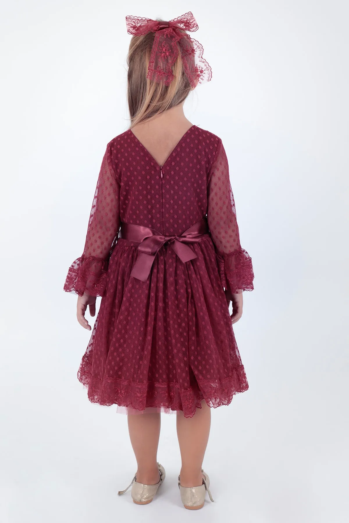 AHENGİM  Trendiges Abendkleid für Mädchen mit Schnalle und Tüllspitze Ak2209