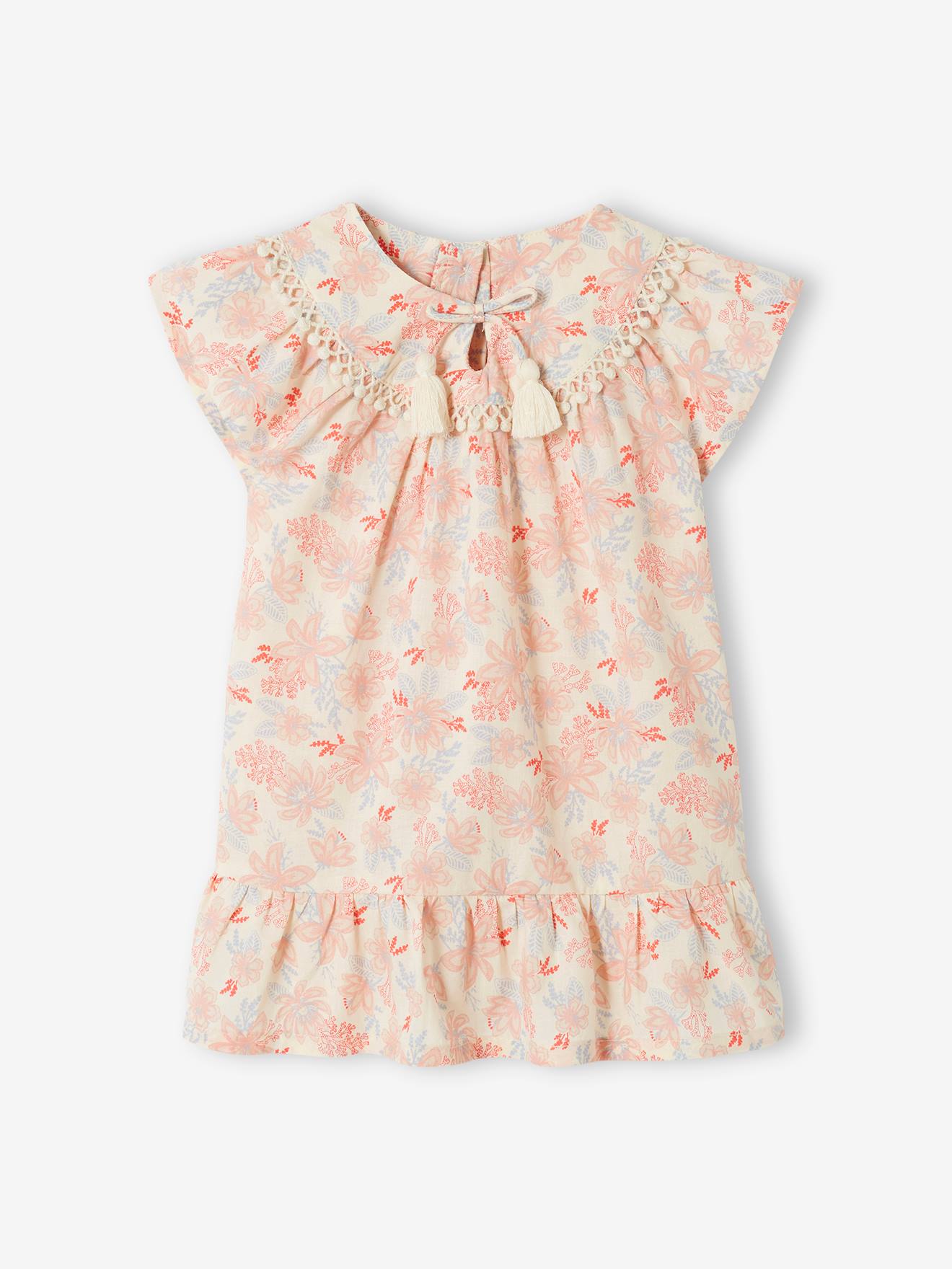 Vertbaudet Mädchen Baby Blumenkleid - wollweiß