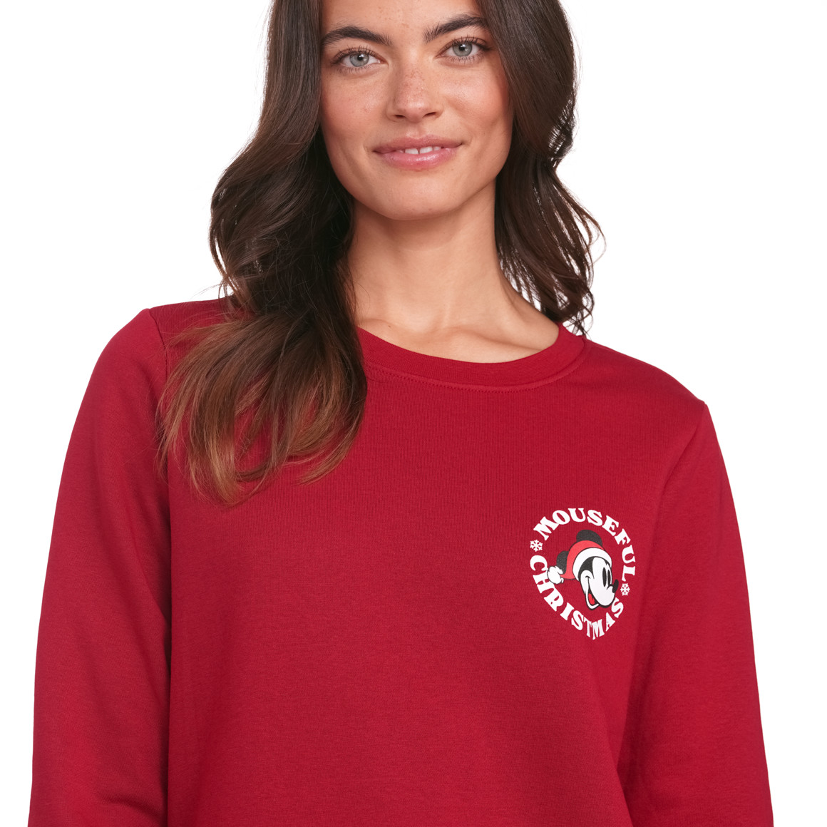 Micky Maus Weihnachtssweatshirt mit Print dunkelrot