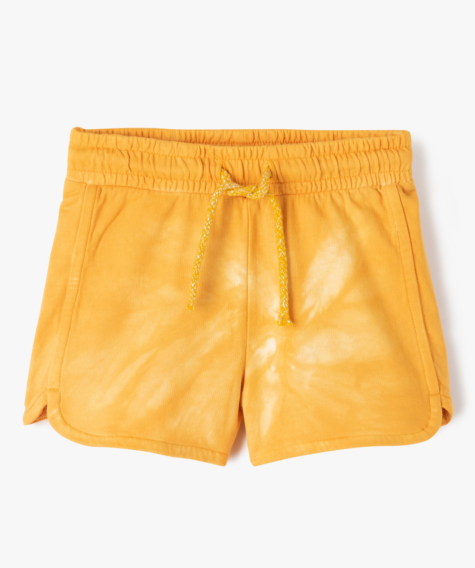 Short en maille avec ceinture élastique fille jaune | GEMO