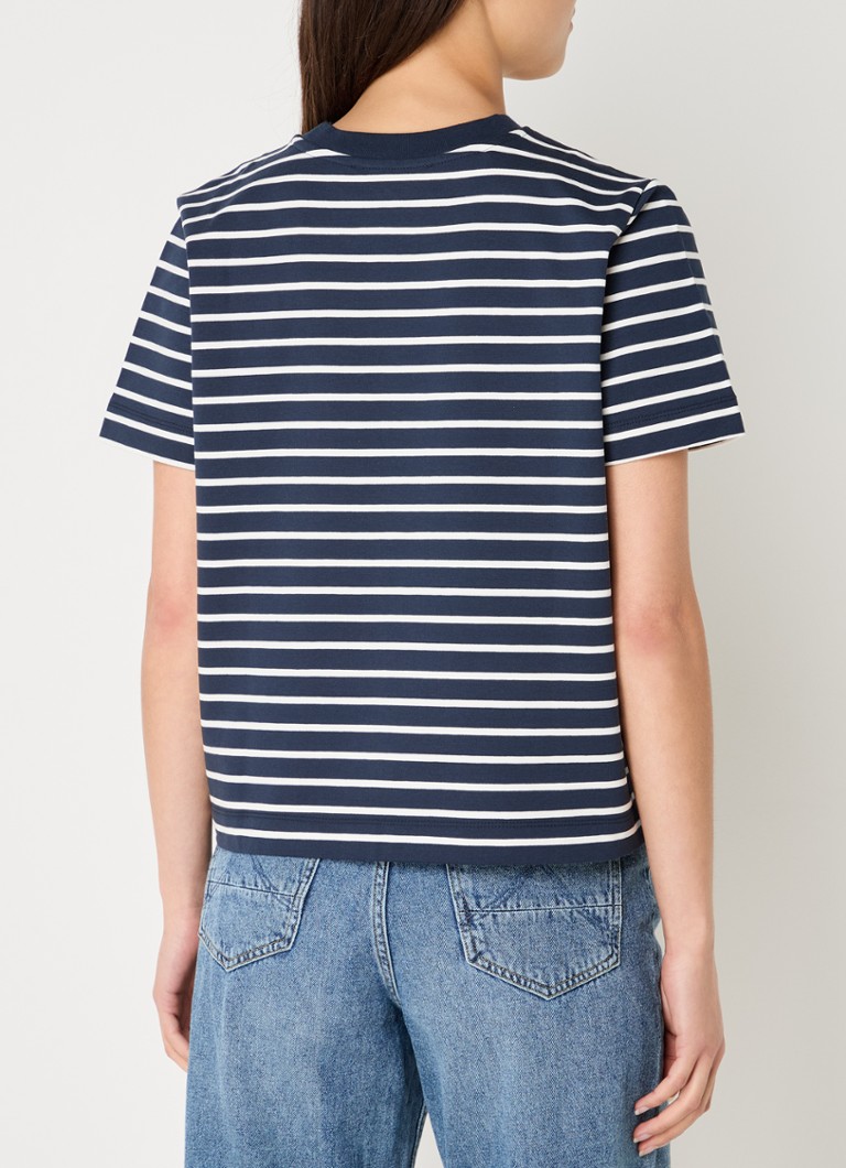 Selected Femme Elfrida organic cotton T-shirt with stripe print