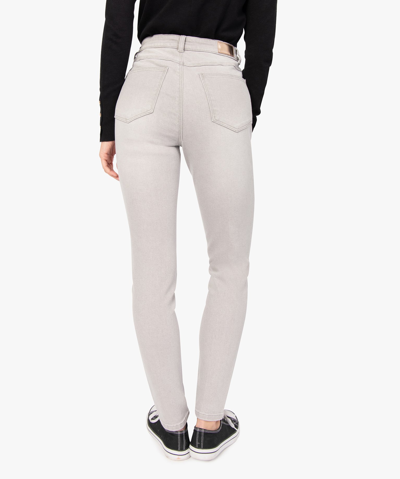 Jean femme en stretch coupe Skinny taille haute gris clair | GEMO