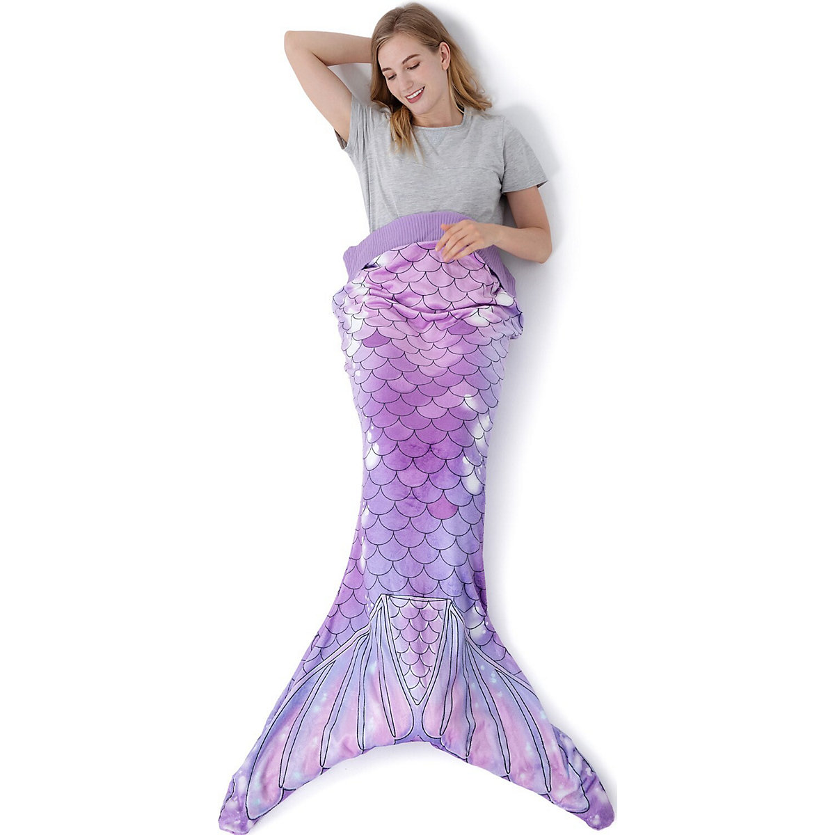 Meerjungfrau Aqua Kuschel-Decke, Couch-Decke, Schlafsack, lila
