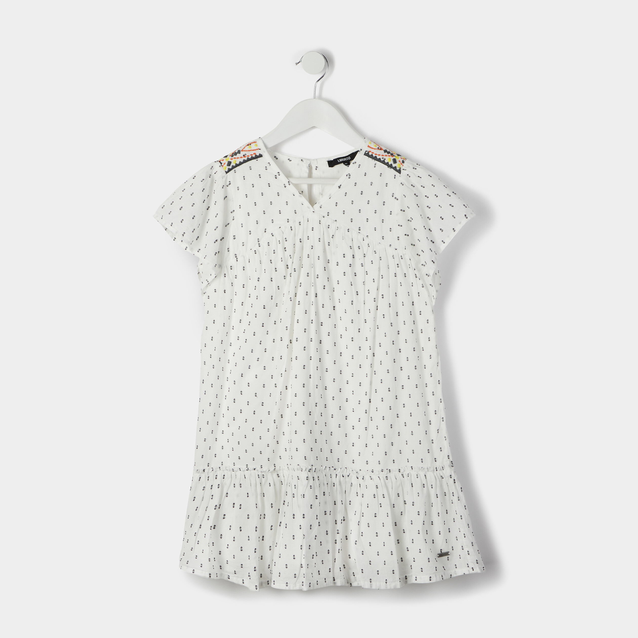 Robe droite avec broderie ecru fille | La Halle