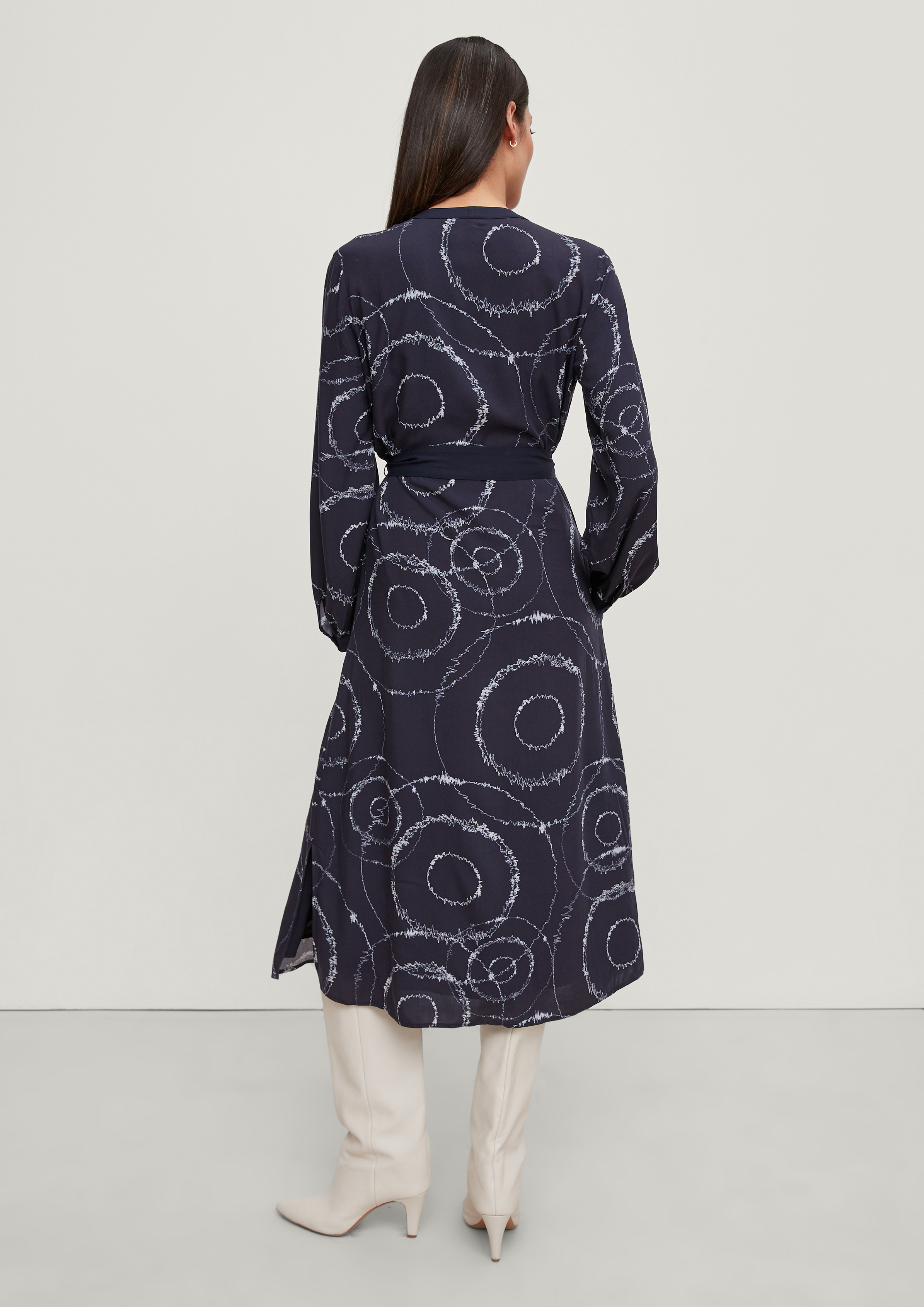 Tunikakleid mit Alloverprint - navy
