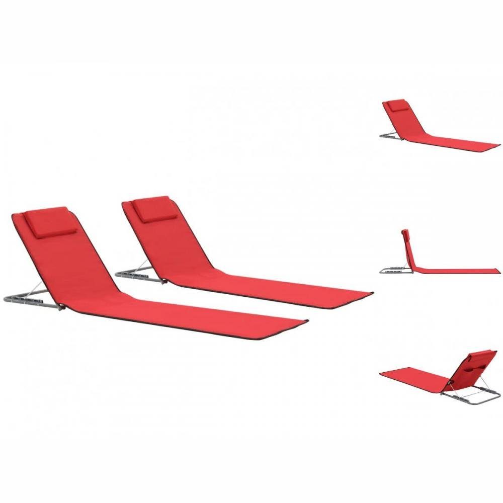 vidaXL Campingliege Klappbare Strandmatte 2 Stk Stahl und Stoff Rot