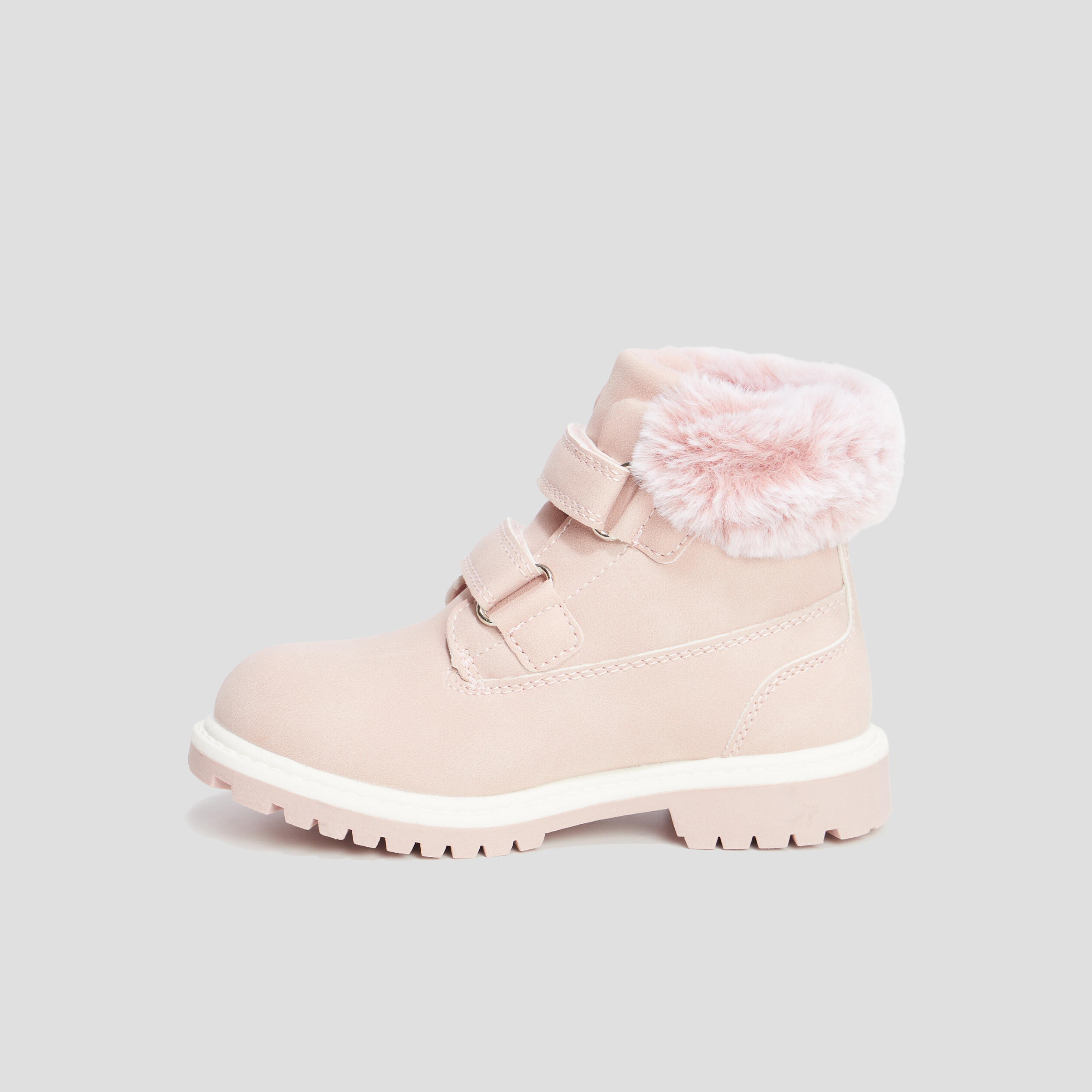 Bottines à scratchs et fourrure Trappeur rose fille | La Halle