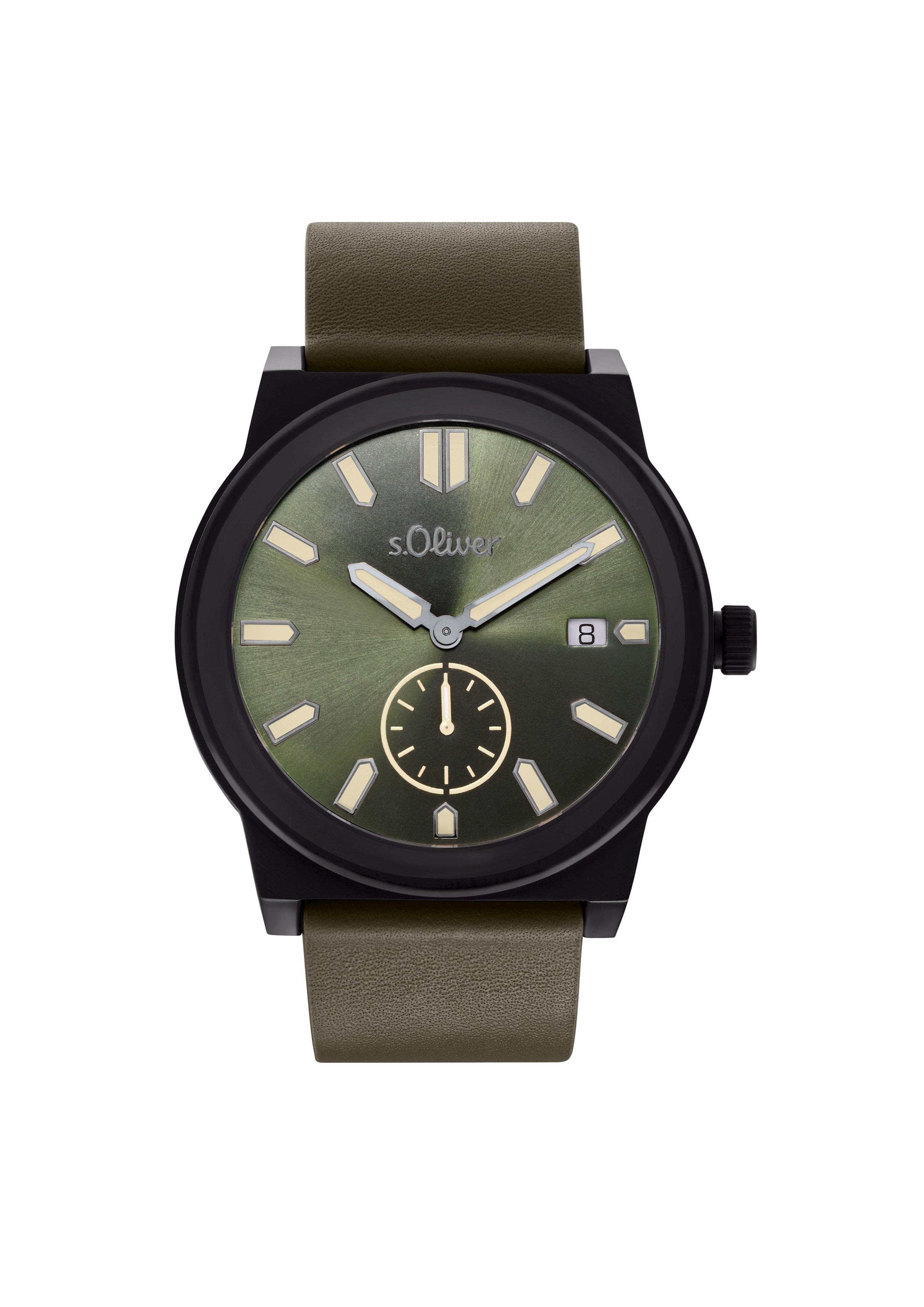 Edelstahluhr mit Lederband  6007946-99B0
