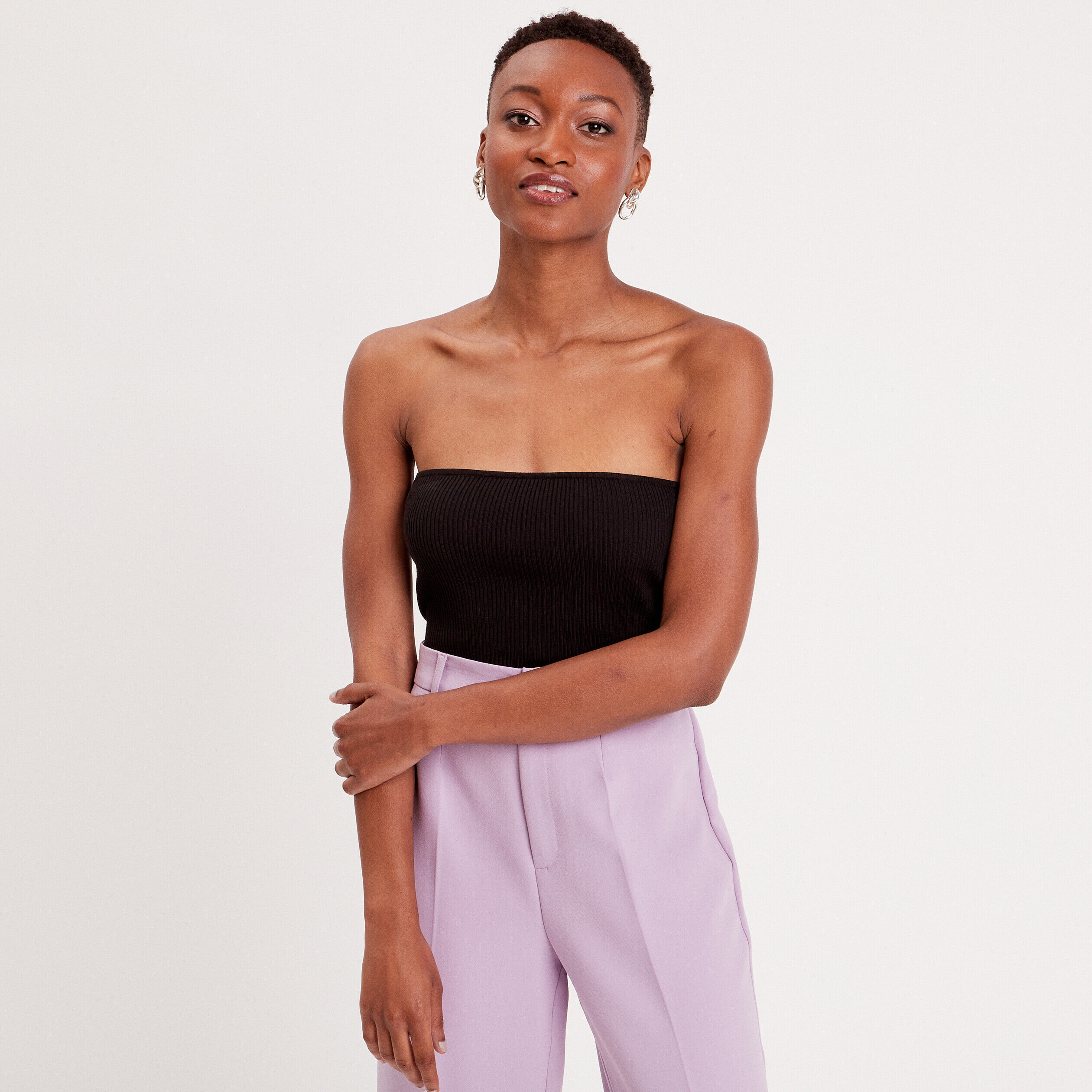 Crop top pull bustier noir femme | Cache Cache