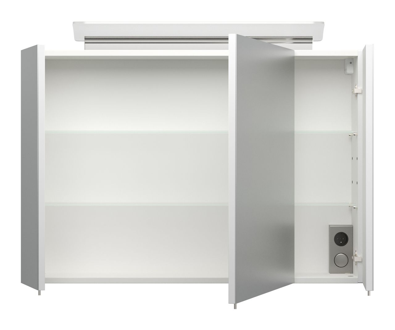 Posseik Badmöbel-Set Homeline 90 (2-teilig) weiß hochglanz inkl. Spiegelschrank mit Design LED-Lampe EEK: F