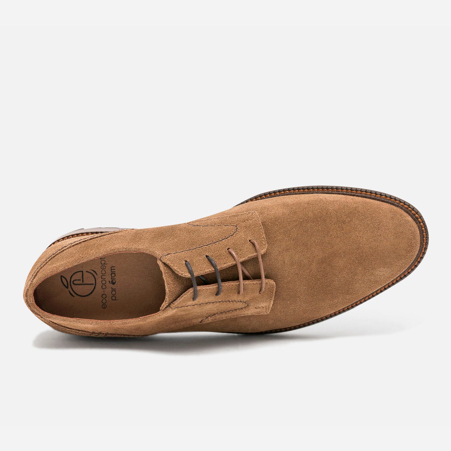 Derby camel en cuir velours éco-conçu