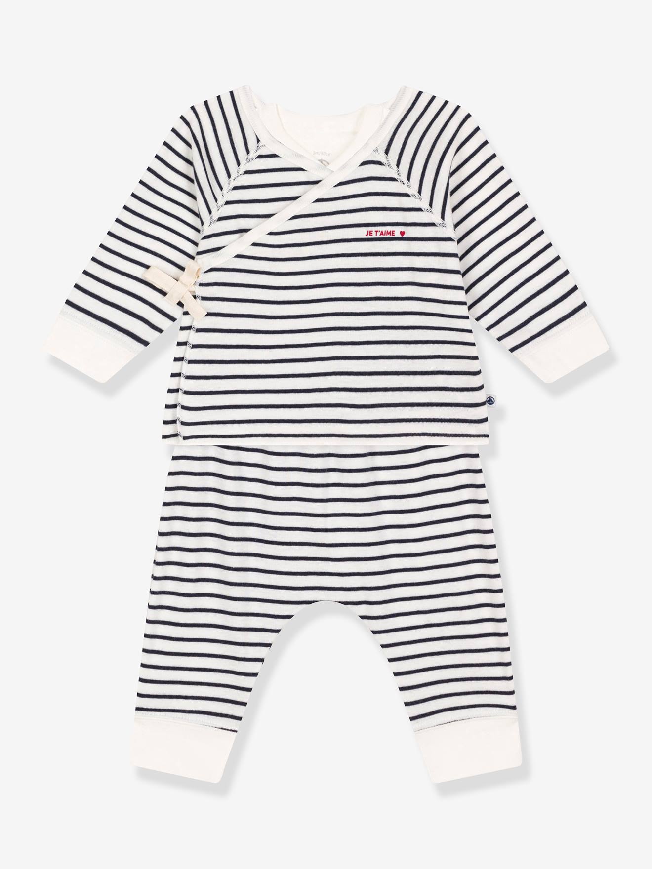 Petit Bateau Baby-Set: Cardigan, Hose & Body PETIT BATEAU, Bio-Baumwolle - marine