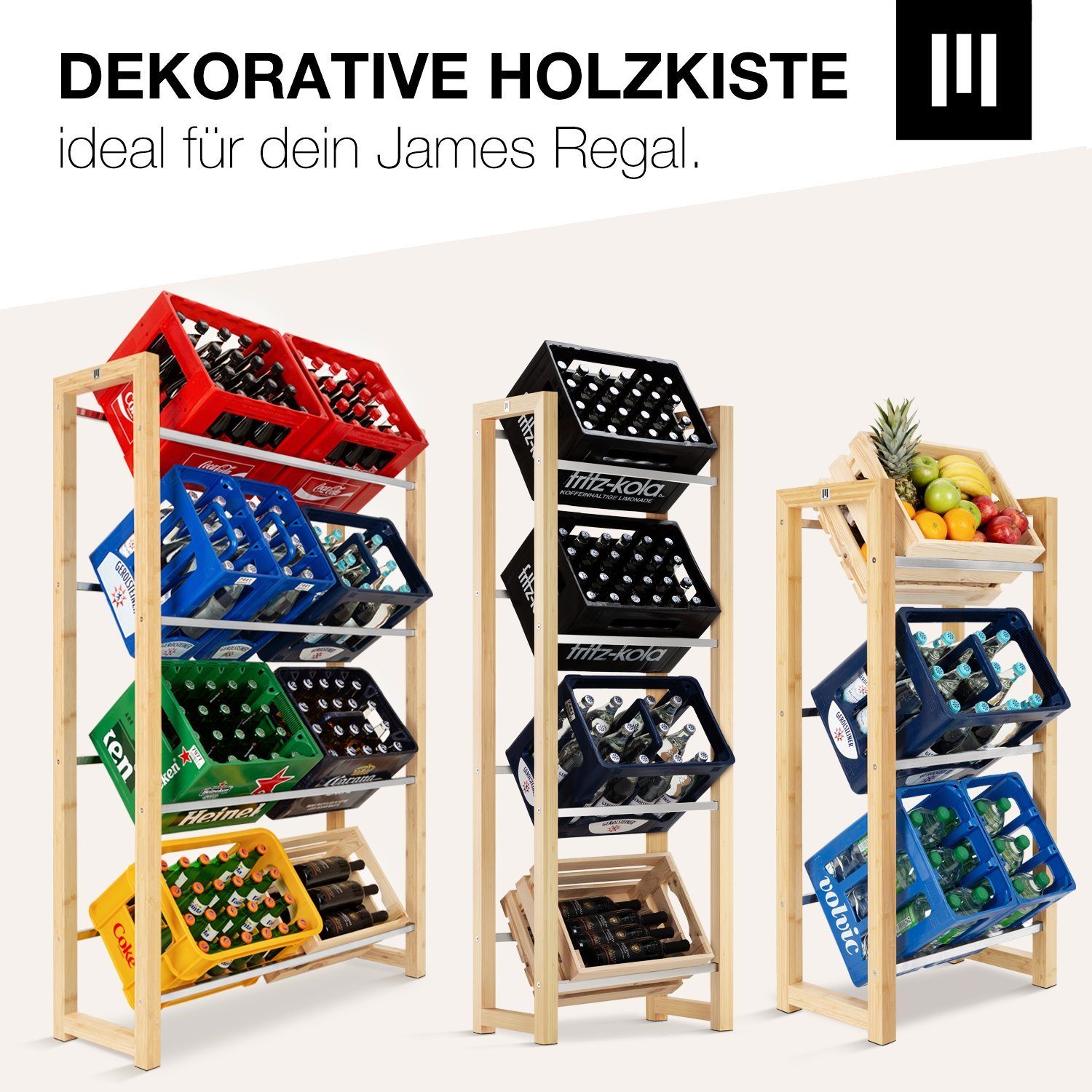 MANUMA® Allzweckkiste HOLZKISTE ideal für den James - Weinkiste - Geschenkkiste - Obstkiste