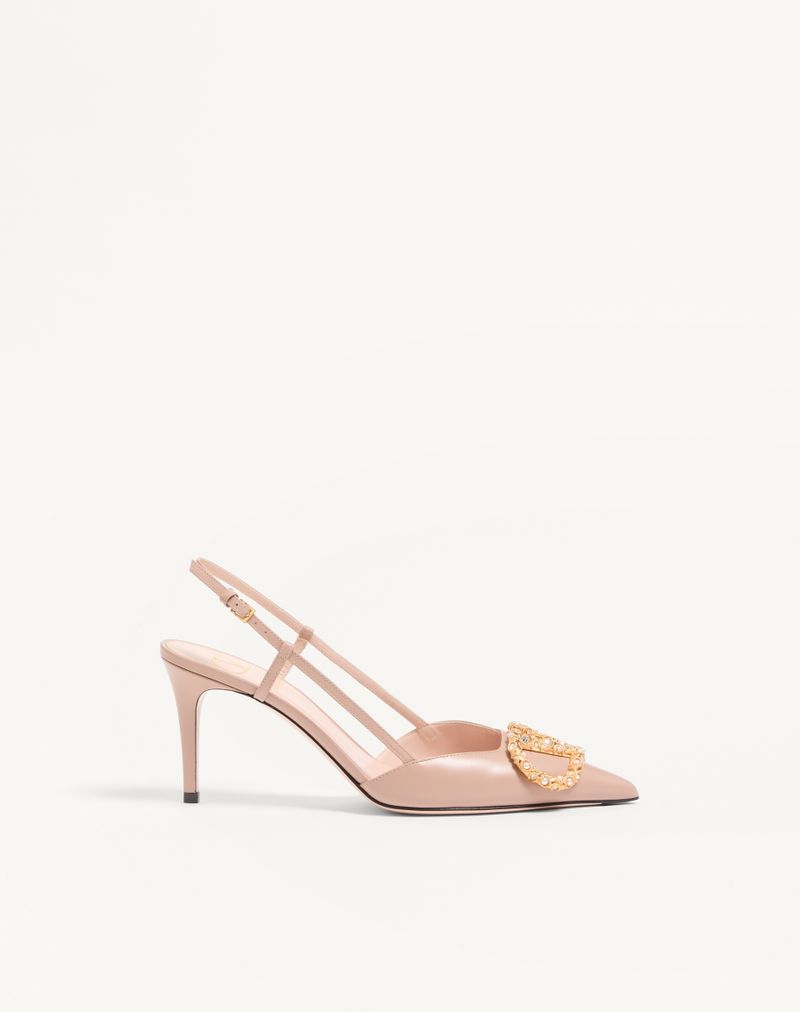 VLogo Signature Slingback Pumps van kalfsleer met sierlijk logo, 80 mm